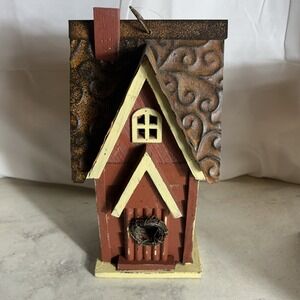 Glitzhome Blue Bird House, 12" H Solid Wood Bird House for Outside
